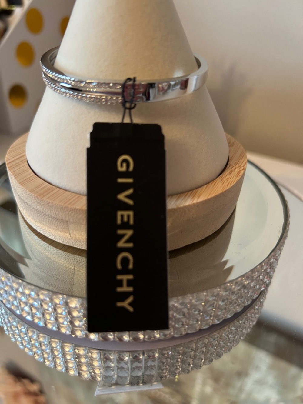 NWT! Givenchy Silver-Tone Crystal Double-Row Bangle Bracelet - Picture 8 of 10
